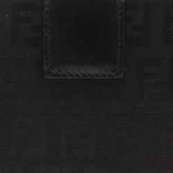 Pre Owned Fendi Black Zucchino Canvas Zip Around Compact Wallet
