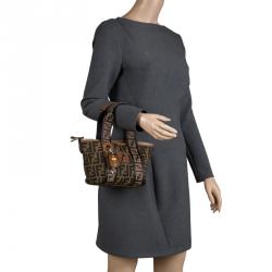 Pre Owned Fendi Brown Zucca Canvas Mini Tote
