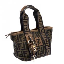 Pre Owned Fendi Brown Zucca Canvas Mini Tote