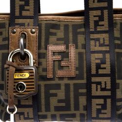 Pre Owned Fendi Brown Zucca Canvas Mini Tote