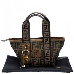 Pre Owned Fendi Brown Zucca Canvas Mini Tote