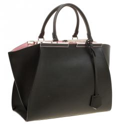 Pre Owned Fendi Dark Green Leather 3 Jours Tote