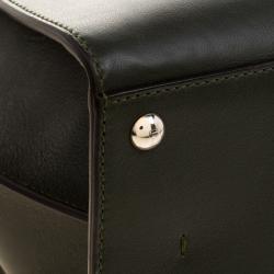 Pre Owned Fendi Dark Green Leather 3 Jours Tote