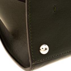 Pre Owned Fendi Dark Green Leather 3 Jours Tote