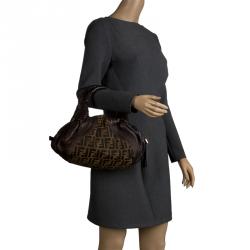 Pre Owned Fendi Tobacco Zucca Canvas and Leather Baby Spy Bag