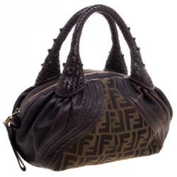 Pre Owned Fendi Tobacco Zucca Canvas and Leather Baby Spy Bag