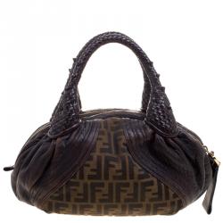 Pre Owned Fendi Tobacco Zucca Canvas and Leather Baby Spy Bag