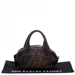 Pre Owned Fendi Tobacco Zucca Canvas and Leather Baby Spy Bag