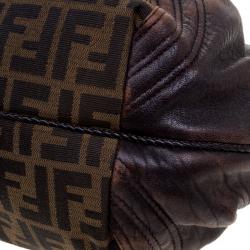 Pre Owned Fendi Tobacco Zucca Canvas and Leather Baby Spy Bag