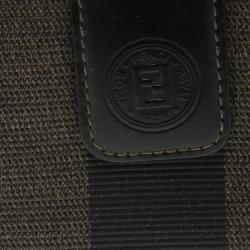 Pre Owned Fendi Tobacco Pequin Coated Canvas Kisslock Wallet