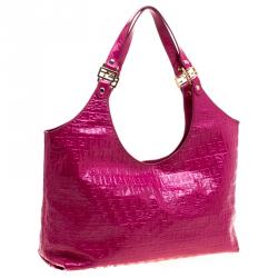 Pre Owned Fendi Pink Zucchino Printed Patent Leather Shoulder Bag