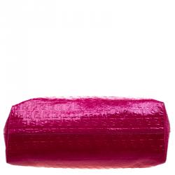 Pre Owned Fendi Pink Zucchino Printed Patent Leather Shoulder Bag