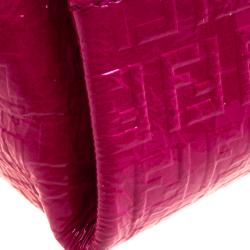 Pre Owned Fendi Pink Zucchino Printed Patent Leather Shoulder Bag