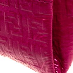 Pre Owned Fendi Pink Zucchino Printed Patent Leather Shoulder Bag