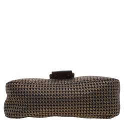 Pre Owned Fendi Gold Zucchino Canvas Baguette Shoulder Bag