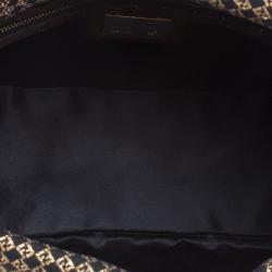 Pre Owned Fendi Gold Zucchino Canvas Baguette Shoulder Bag