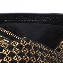 Pre Owned Fendi Gold Zucchino Canvas Baguette Shoulder Bag