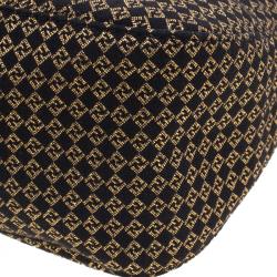 Pre Owned Fendi Gold Zucchino Canvas Baguette Shoulder Bag