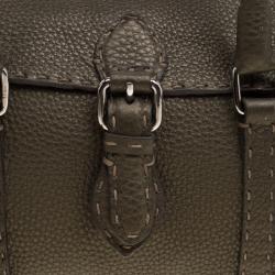 Pre Owned Fendi Fatigue Green Selleria Leather Mini Linda Satchel