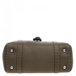 Pre Owned Fendi Fatigue Green Selleria Leather Mini Linda Satchel