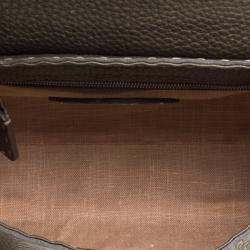 Pre Owned Fendi Fatigue Green Selleria Leather Mini Linda Satchel