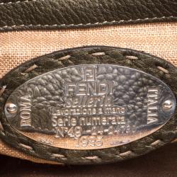 Pre Owned Fendi Fatigue Green Selleria Leather Mini Linda Satchel