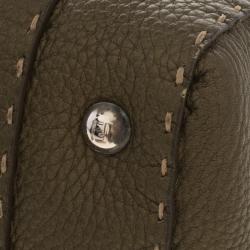 Pre Owned Fendi Fatigue Green Selleria Leather Mini Linda Satchel