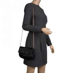 Pre Owned Fendi Black Leather Fendista Pochette Crossbody Bag