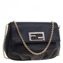 Pre Owned Fendi Black Leather Fendista Pochette Crossbody Bag