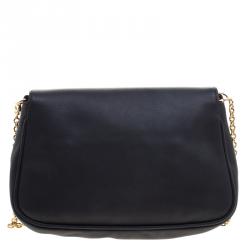 Pre Owned Fendi Black Leather Fendista Pochette Crossbody Bag