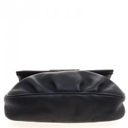 Pre Owned Fendi Black Leather Fendista Pochette Crossbody Bag