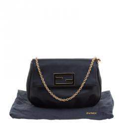 Pre Owned Fendi Black Leather Fendista Pochette Crossbody Bag
