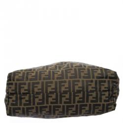 Pre Owned Fendi Tobacco Zucca Fabric Roll Shopper Tote