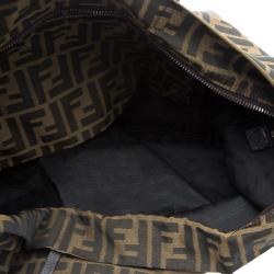 Pre Owned Fendi Tobacco Zucca Fabric Roll Shopper Tote