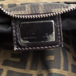 Pre Owned Fendi Tobacco Zucca Fabric Roll Shopper Tote