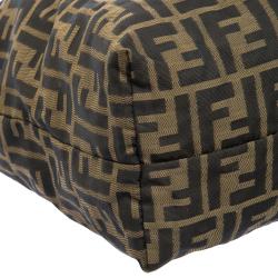 Pre Owned Fendi Tobacco Zucca Fabric Roll Shopper Tote