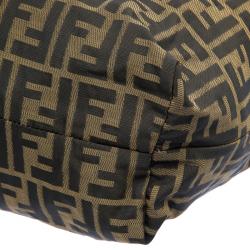 Pre Owned Fendi Tobacco Zucca Fabric Roll Shopper Tote