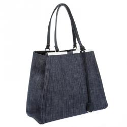 Pre Owned Fendi Black Denim Large 3Jours Tote