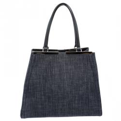 Pre Owned Fendi Black Denim Large 3Jours Tote