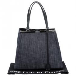 Pre Owned Fendi Black Denim Large 3Jours Tote