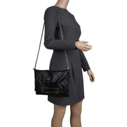 Pre Owned Fendi Black Leather Mia Shoulder Bag