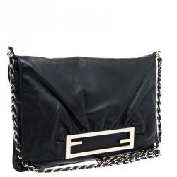 Pre Owned Fendi Black Leather Mia Shoulder Bag