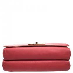 Pre Owned Fendi Red Leather Pequin Square Shoulder Bag