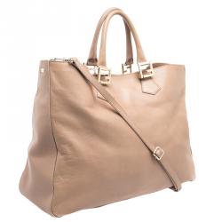 Pre Owned Fendi Beige Leather Twins Shopper Tote