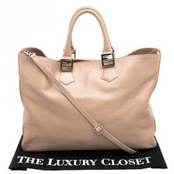 Pre Owned Fendi Beige Leather Twins Shopper Tote