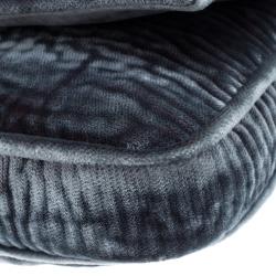 Pre Owned Fendi Metallic Grey Velvet Mia Pochette Bag