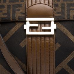 Fendi Tobacco Zucca Canvas Maxi Baguette Shoulder Bag