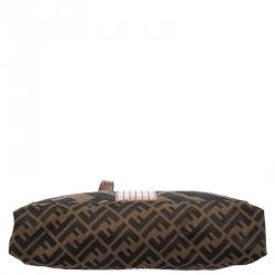 Fendi Tobacco Zucca Canvas Maxi Baguette Shoulder Bag