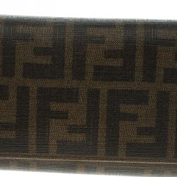 Pre Owned Fendi Tobacco Zucca Coated Canvas Continental Wallet