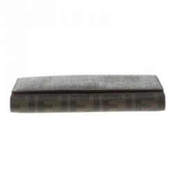 Pre Owned Fendi Tobacco Zucca Coated Canvas Continental Wallet